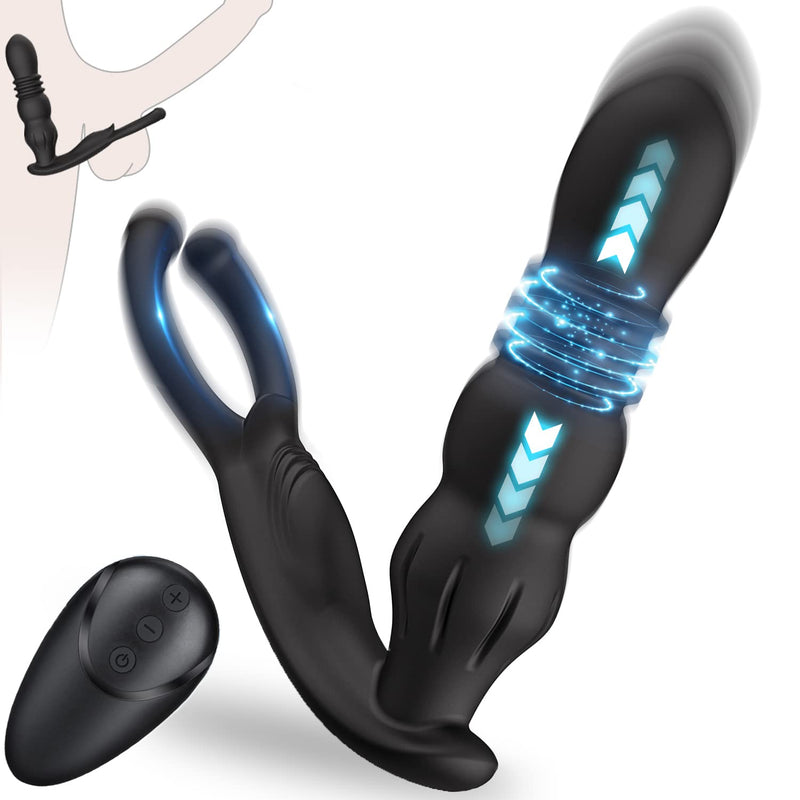 Prostate Massager Vibrating Cock Ring Stimulator, Thrusting Vibrating 7 Modes And 3 Thrusting Anal Sex Toys Penis Ring Sex Toys For Men Women And Couples Waterproof Remote Control