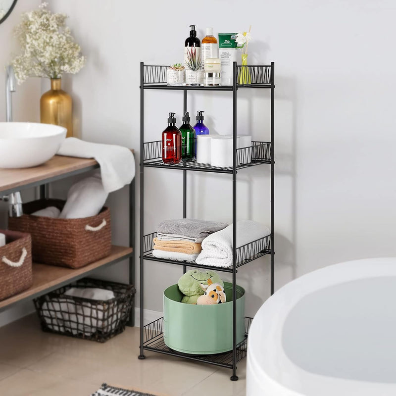 Bathroom Shelves Freestanding Bathroom Towel Storage 4 Tier Wire Shelving Unit W