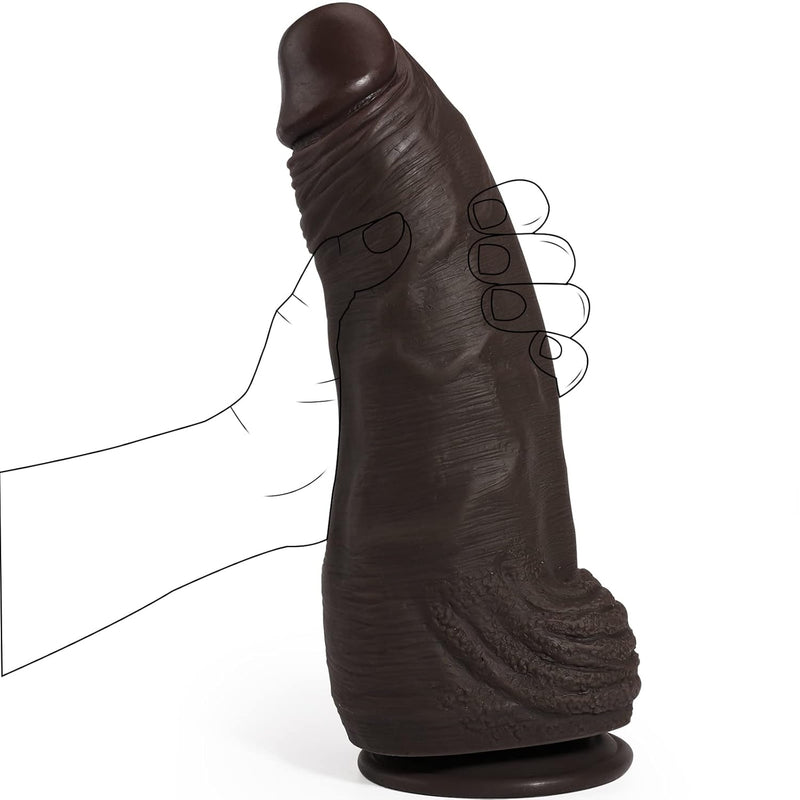 2.87" Diameter Big Dildo With Strong Suction Cup, Small Glans Thick Huge Realistic Dildo For Anal Play, Fake Penis Adult Sex Toy For Vagina Anal G-Spot Stimulate Quick Orgasm (Dark-Brown)