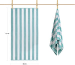 Plush Oversized Beach Towel - Fluffy Cotton Thick 36 x 70 Inch Mystical Blue Striped Pool Towels, Large Summer Cabana Swimming Towel for Adults