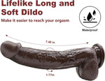 9.25 Inch Realistic Dildo Adult Sex Toys for Women Men, Lifelike G Spot Clitoral Black Huge Dildo with Strong Suction Cup for Hands-Free Play, Flexible BBC Anal Dildo for Lesbian Strap-on Play (brown)