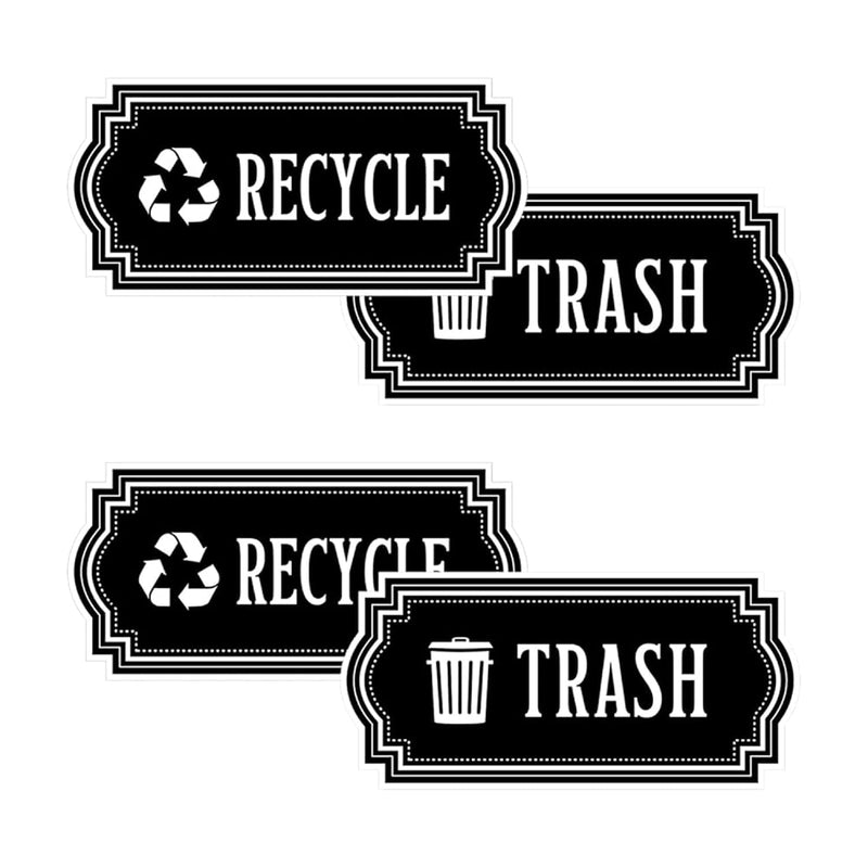 4 Pack Recycle And Trash Decal, Recycle And Trash Logo Symbol, Waterproof Vinyl