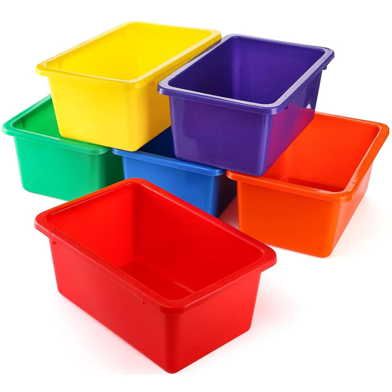 6 Pack Cubby Bin Storage Bins, Multi-Purpose Plastic Storage Bins Stackable Orga