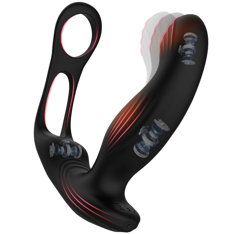 Vibrating & Swing Anal Plug Vibrators With Cock Ring, Heated & Remote Control Prostate Massage Stimulator,Waterproof Butt Plug G Spot Adult Sex Toys For MenBlack