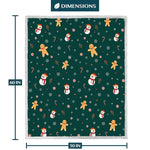 Premium Christmas Sherpa Throw Blanket | Christmas Decoration Gift, Fleece, Plush, Warm, Cozy Reversible Microfiber Holiday Blanket | Green Gingerbread - 50X60