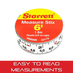 Tape Measure Stix with Adhesive Backing - Mount to Work Bench, Saw Table, Drafting Table - 3/4" x 6', English Metric, Left-Right Reading - SM66ME