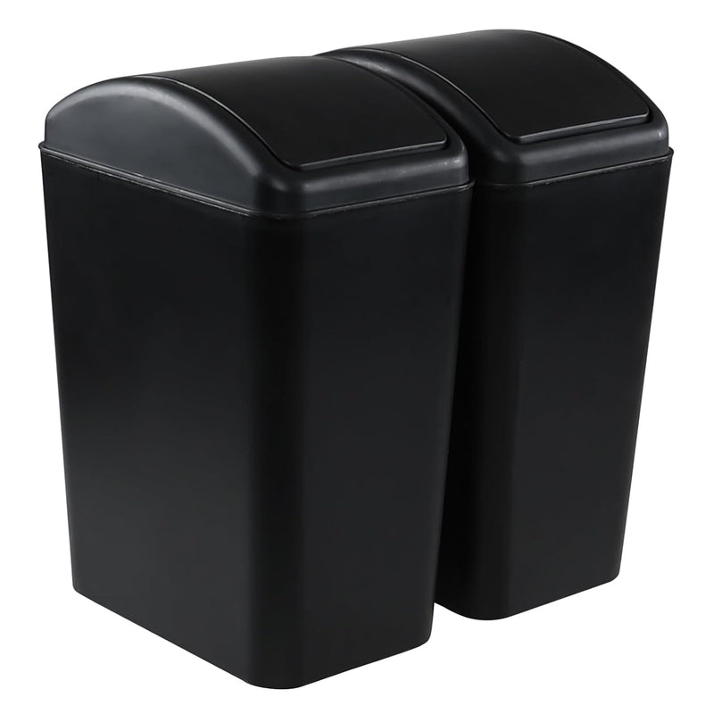 16 L Trash Can With Swing Lid, Plastic Kitchen Garbage Can, 2 Packs