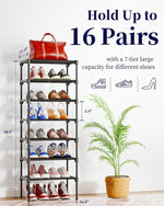 Shoe Rack for Closet - Stackable Shoe Organizer for Closet, Closet Shoe Organizer with Non-Woven Fabric, Space-Saving Shoe Rack for Front Door Entrance, Closet Floor, Cabinet, X-Large, Black