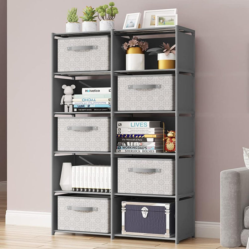 Closet Storage, 5 Tier 10 Cube Bedroom Storage, Free Standing Cube Organizer She