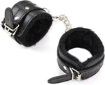 Adjustable Handcuffs Ankle Bracelets SM Adult Plush PU Leather Bondage Fetish Handcuffs Kit Cuff Restraint Set Sex Toy, Handcuff Restraints Adult Sex Toys Black