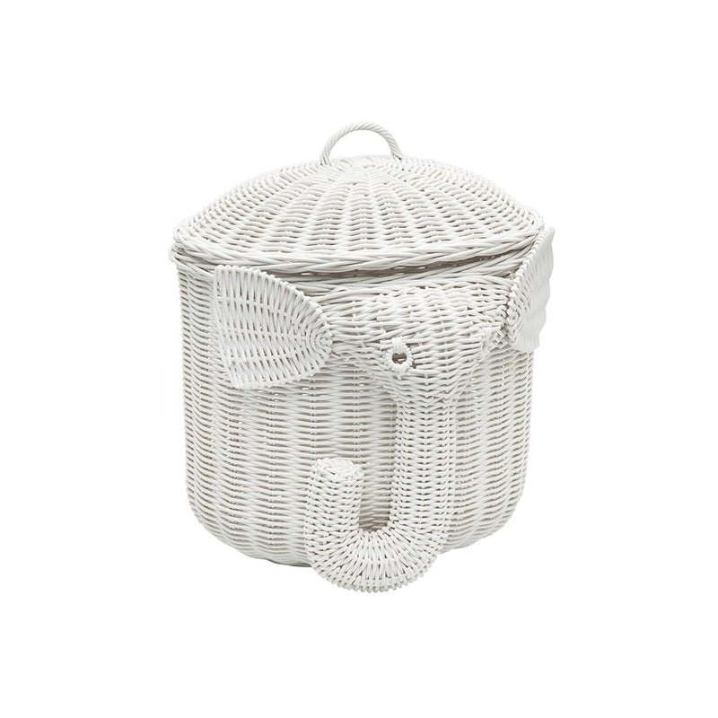 1060103 Rattan Elephant Storage Basket, White