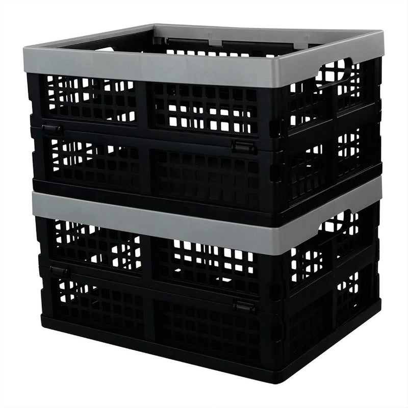 16 L Plastic Folding Storage Crates, Collapsable Plastic Crate, 2 Packs