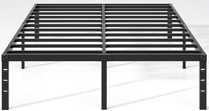 Metal Bed Frame,Queen Size Bed Frame with Storage Space,Heavy Duty Sturdy Mattress Foundation,Easy Assembly,No Box Spring Needed, Black,14 Inch,Queen