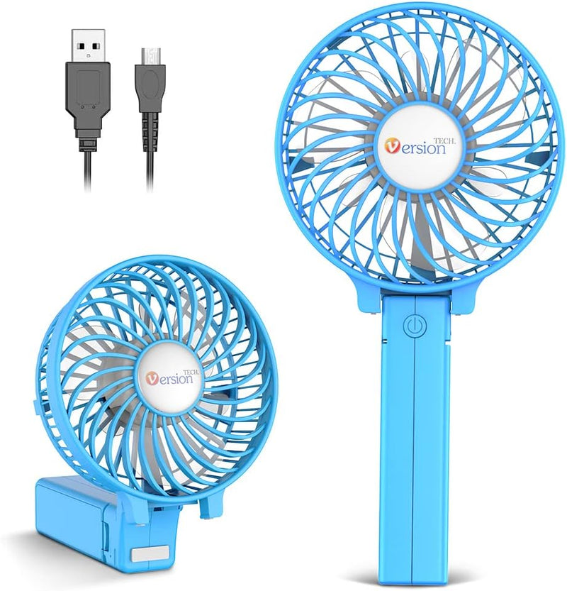 Mini Handheld Fan, USB Desk Fan, Small Personal Portable Table Fan with USB Rechargeable Battery Operated Cooling Folding Electric Fan for Travel Office Room Household Blue