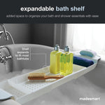 Expandable Bath Tray for Bathtubs, Plastic Shower and Bath shelf caddy, white, Multifunctional bathtub bathroom organizer, Premiumwhite