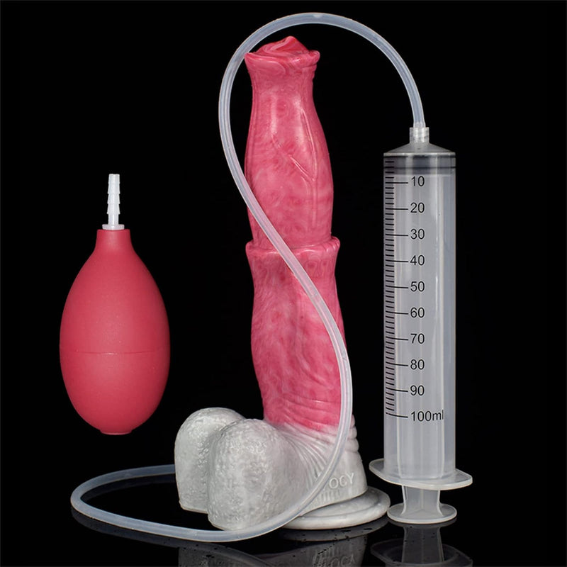 Big Realistic Animal Dildo 9.64'', Ejaculating Horse Dildo, Silicone Squirting Dildo With Suction Cup, Flexible Dildo Anal Plug, Adult Sex Toys (Red)