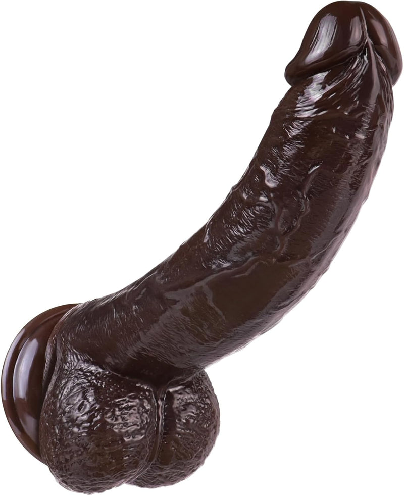 9.25 Inch Realistic Dildo Adult Sex Toys for Women Men, Lifelike G Spot Clitoral Black Huge Dildo with Strong Suction Cup for Hands-Free Play, Flexible BBC Anal Dildo for Lesbian Strap-on Play (brown)