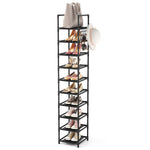 Tall Narrow Shoe Rack for Entryway, 10-Tier Sturdy Metal Shoe Shelf Storage 10-15 Pairs of Shoes and Boots, Space Saving Corner Shoe Rack Organizer for Closet,Doorway,Garage,Living Room