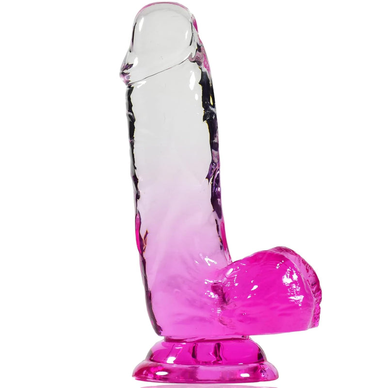 Realistic Dildo, 6 Inch Soft Small Dildos Sex Toy With Strong Suction Cup, Clear Gradient Pink G-Spot Anal Stimulation Adult Toys For For Beginner Women/Men