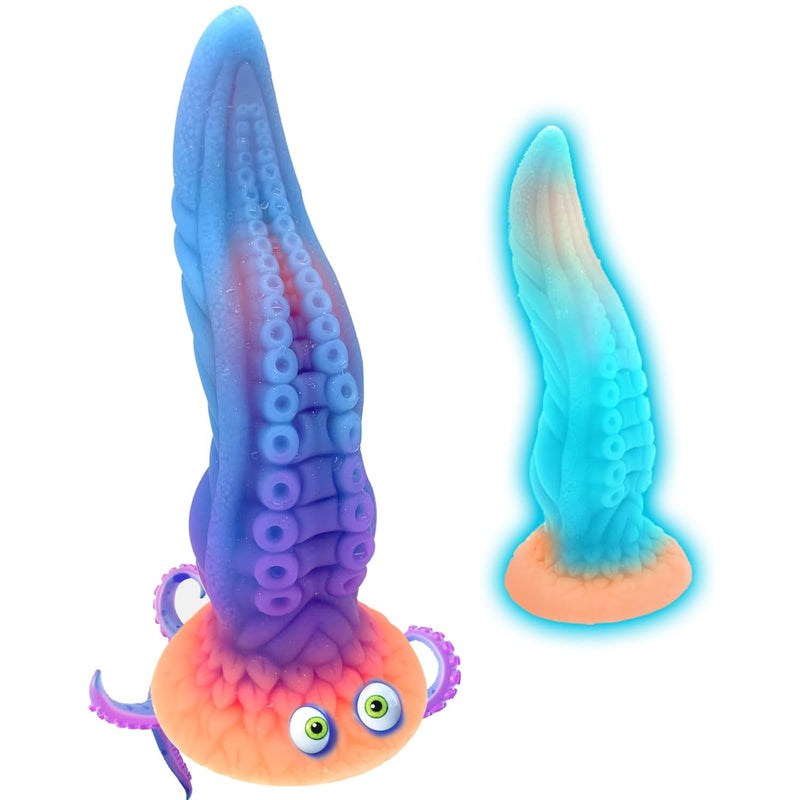 9.6 Inch Giant Simulated Dildo With Glowing Octopus Tentacles Thick Monster Dildo With Suction Cups Dragon Dildo For Vaginal And Anal Play Fantastic G-Spot.Suitable For Hands-Free Play Adult Sex Toys