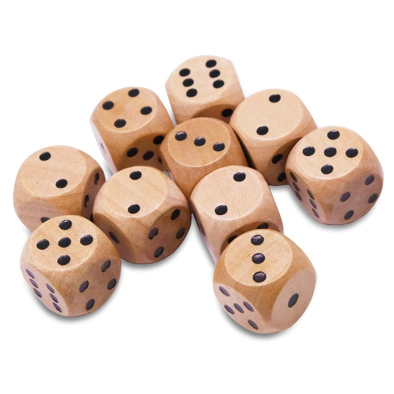 10 Pack Wooden Dice Set Standard 16Mm 6 Sided Perfect For Board Games And R