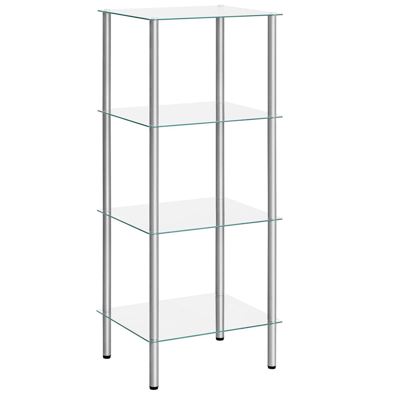 Glass Shelf, 4 Tier Standing Shelf Unit, Durable Glass Shelving Stand For Small