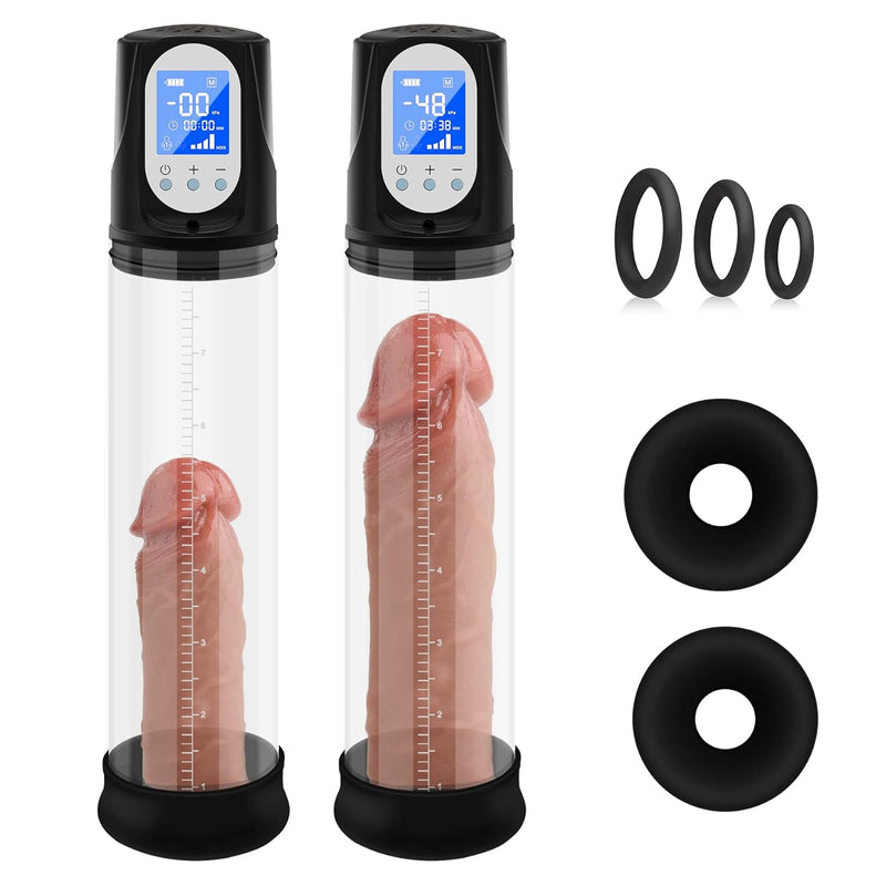 Electric Penis Pump, Penis Vacuum Pump Penis Sleeve Penis Enlarger Extender Cock Sleeve Dick Pump Adult Toys With 4 Intensities, Male Sex Toys For Men Couple Stronger Bigger Erection With 3 Penis Ring