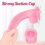 Silicone Harness Dildo 8.3'' Realistic Dildo for Beginners Women Sex Toys with Strong Suction Cup Hands-Free Play Lifelike Penis Anal Toy with Curved Shaft G Spot Adult Sex Toys(Pink)