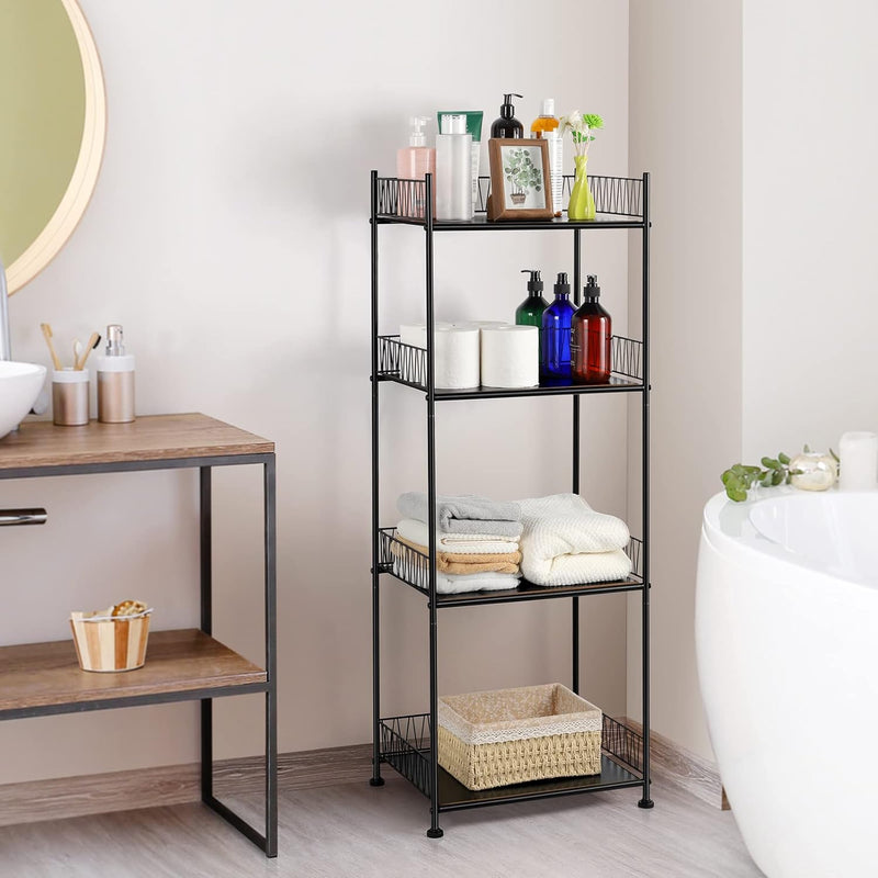 Bathroom Shelves Freestanding Bathroom Towel Storage 4 Tier Wire Shelving Unit B