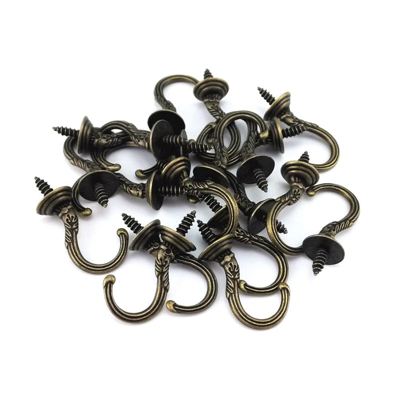 20Pcs Vintage Carving Screw-In Wall Ceiling Hooks Cup Hooks Hanger 1/2Inch Open