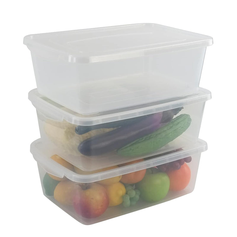 13 Quart Plastic Bins Boxes With Lid, 3 Packs