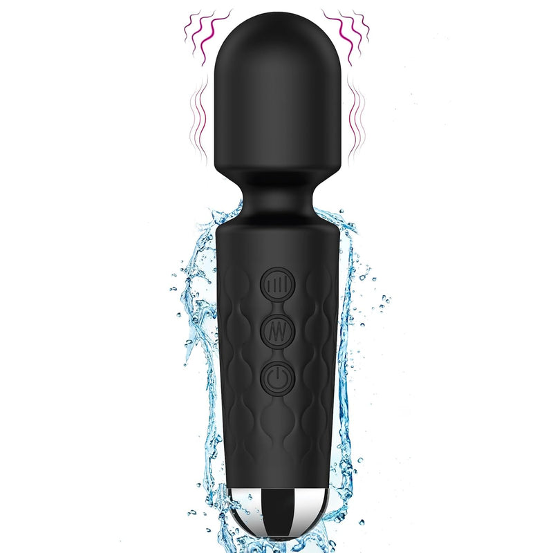 Strong Vibrator Wand, Mini Wand Vibrator With 20 Patterns 8 Speed & Small, Quiet, Waterproof, Vibrating Sex Wand For Women Pleasure (Black)