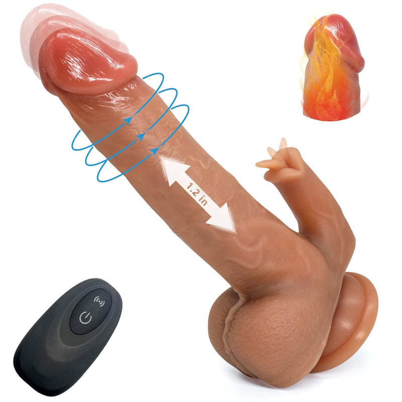 Realistic Vibrating Thrusting Dildo Vibrator Adult Sex Toy For Women 7 Thrusting & Rotation 10 Vibration & Licking Modes - 8.5" Heating Dildo With Strong Suction Cup Dildos