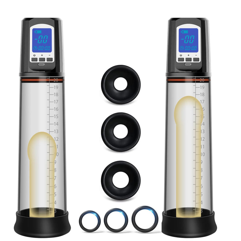 Sex Toys Penis Enlarge Pump - 4 Suction Mode Automatic High-Vacuum Penis Enlargement Extend Pump With 3 Size Rings, Air Pressure Device Black