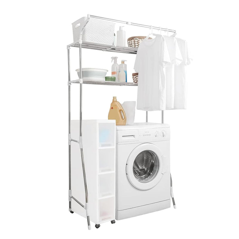 2-Tier Laundry Room Shelf Over Washing Machine Storage Utility Rack Above Toilet