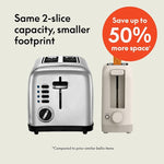 2 Slice Slim Toaster, Fits-anywhere™ Kitchenware, 6 Setting Shade Control with Reheat & Cancel Buttons, Removable Crumb Tray, 10” Long Slot, Anti Jam & Auto Shutoff, 900 Watt, Oatmilk