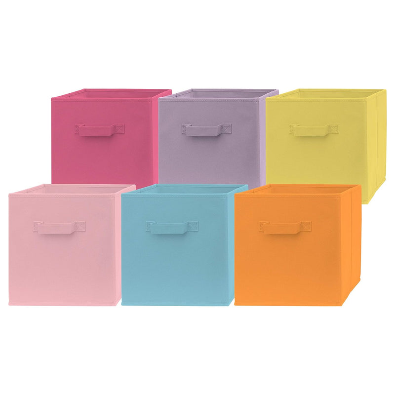 13X13X13 Inch Storage Cubes - 6 Pack - Fun Colored Large Storage Bins | Dual Han