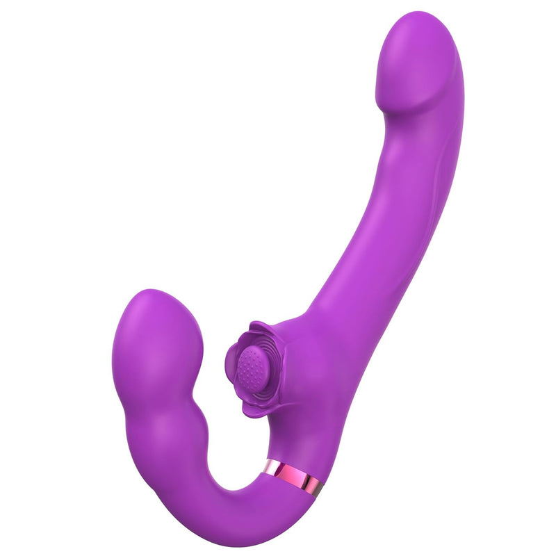 Strapless Strap-On G-Spot Dildo Vibrator Adult Sex Toys For Women Lesbian With 10 Vibration Modes & 5 Flapping Modes Remote Control Ubs Magnetic Charging Adult Sex ToysPurple