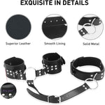 Neck to Wrist Restraints kit, Adult Sex Toys Frisky Beginner Behind Back Handcuffs Collar, Adjustable Bondage Set, Couple SM Sex Game Tool(Black-1)