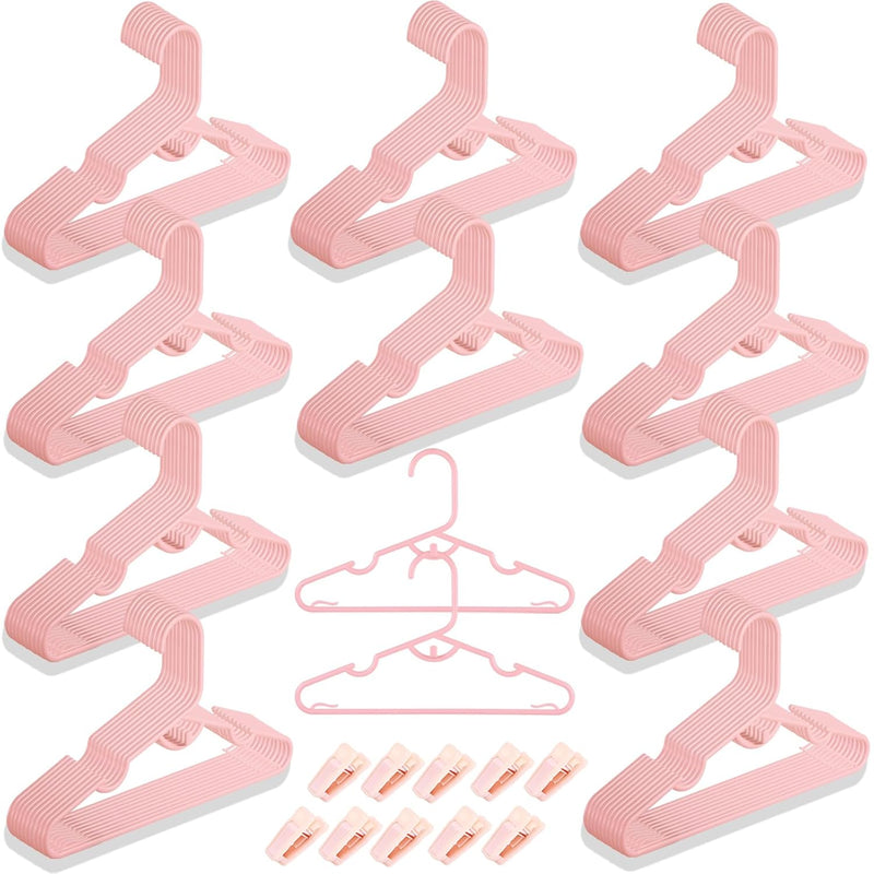 Anti-Slip Plastic Baby Hangers, 100-Pack, Light Pink, Ideal For Closet Organizat