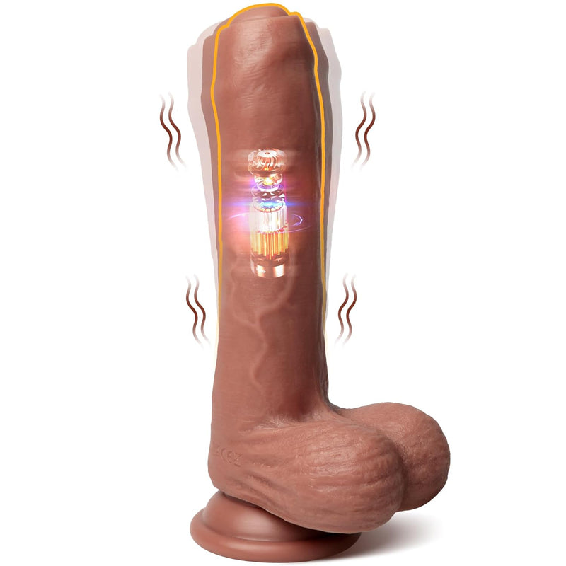 8 Inch Dildo Realistic G Spot Vibrator Moveable Foreskin Anal Dildo Adult Sex Toys For Women, 10 Vibrating Modes Lifelike Silicone Dildos With Strong Suction Cup Hands-Free Couple Play