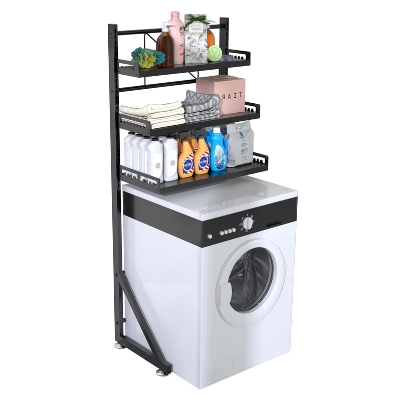 Multifunctional Storage Three-Tier Adjustable Height Laundry Room Shelf Space Sa