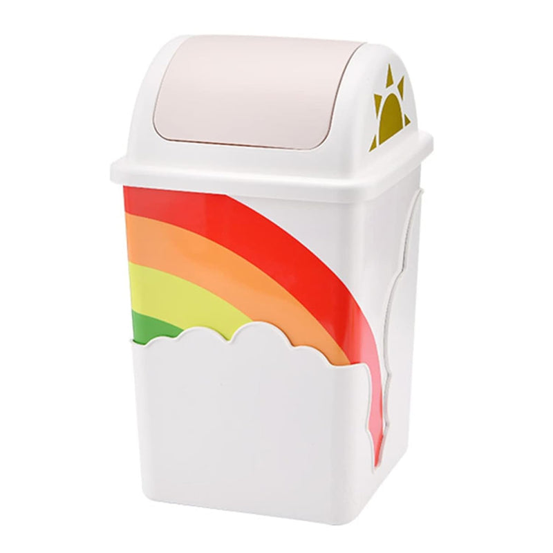 1Pc Rainbow Trash Can, Plastic, Assorted Color, Convenient Press-Top Lid, Suitab