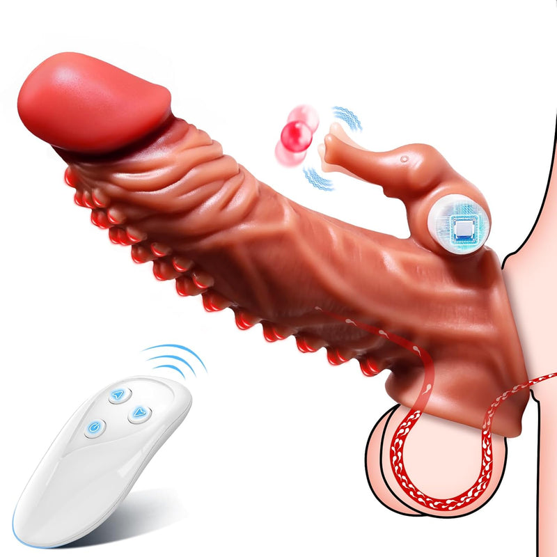 Penis Sleeve Cock Sleeve Vibrator - 5 In 1 Male Sex Toys Elephant Trunk Vibrators Cock Ring With 10 Vibrating & Licking Modes Pennis Extender With Clitoral Stimulator, Adult Sex Toys For Men & Couples