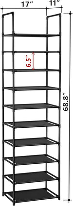 HOME 10 Tiers Shoe Rack 20-25 Pairs Sturdy Shoe Shelf