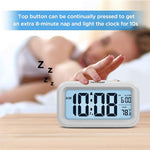 Night Light Digital Alarm Clock Battery Operated with Indoor Temperature, Desk Small Clock (White)