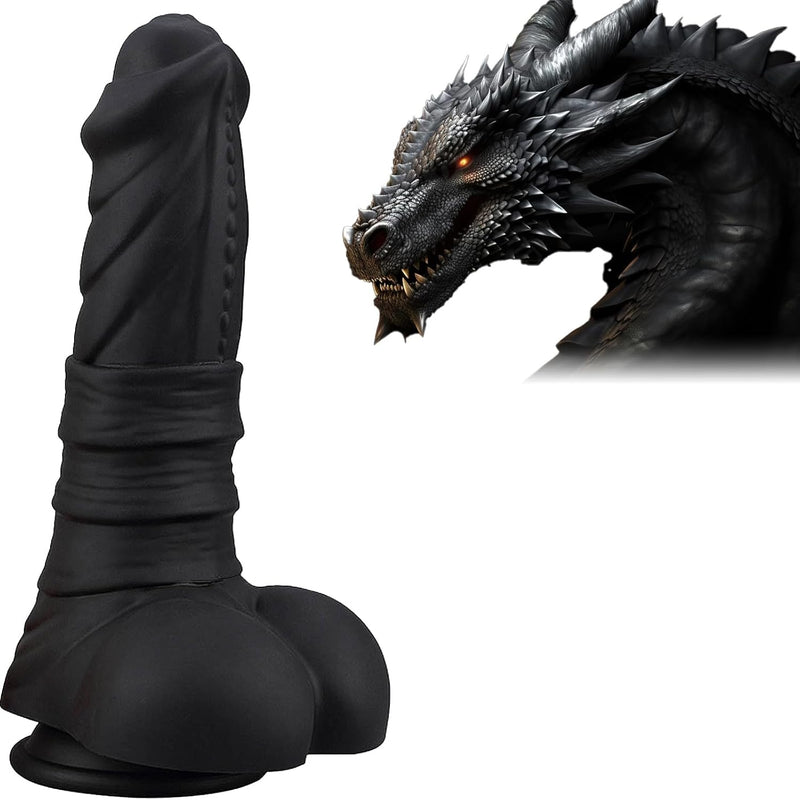 10" Fantasy Dildo Huge Monster Dildo With Balls U & G-Spot Big Dragon Dildo With Suction Cup, Long Anal Plug Adult Sex Toys & Games For Women Men Couples (Dragon Black)