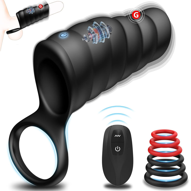 Vibrating Penis Sleeve Cock Ring - Enhancing Hardness & Long Lasting Of Erections Sex Toys For Men, Male Vibrator With Remote Control 10 Stimulating Modes, Adult Sex Toys For Men Or Couple