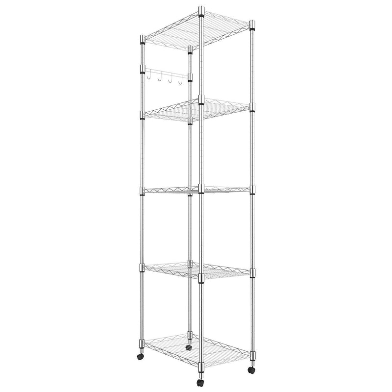 5 Tier Steel Wire Shelving Unit On Wheels,Chrome Shelves For Garage Kitchen Livi