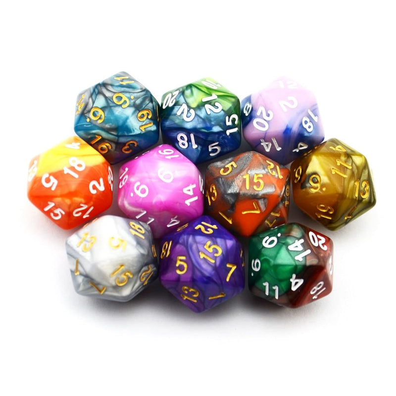 10-Pack 20 Sided Dice D20 Polyhedral Dice for DND RPG MTG Table Game (Color